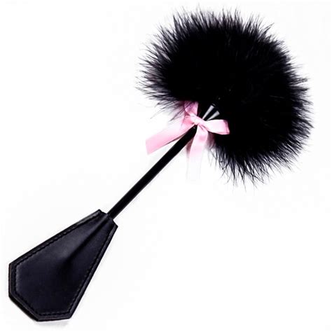 Sm Tickle Flirt Feather With Pu Leather Spanking Paddle Clap Slap Flap