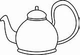 Teapot Tea Coloring Kettle Outline Clipart Pot Drawing Pages Clip Sketch Printable Template Cup Cliparts Set Teacup sketch template