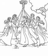 May Coloring Pages Maypole Getcolorings sketch template
