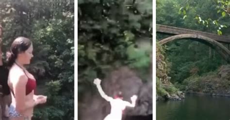 insane video shows ‘friend push teen off bridge she survives with