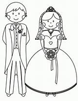 Coloring Wedding Pages Kids Printable Groom Bride Library Clipart Colour sketch template