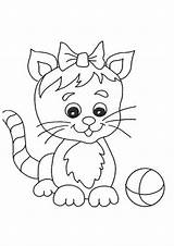 Coloring Cat Pages Cute Kitty Cats Color Kittens Colouring Worksheet Printable Kids Kitten Gato sketch template