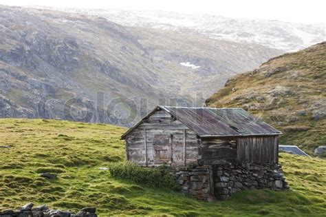 rural mountain cabin   hill high  stock image colourbox