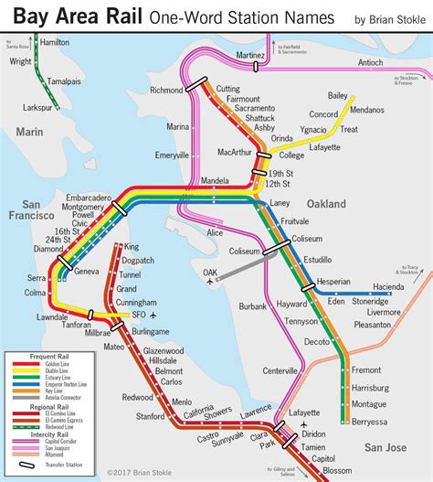 transit maps unofficial map bay area rail  word station names  brian stokle