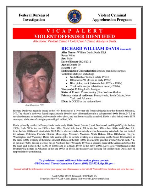 Offender Deceased Richard William Davis — Fbi