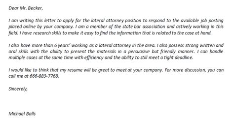 lateral attorney cover letter   sample template creator