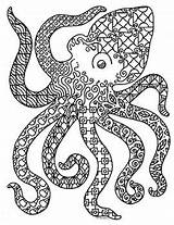 Octopus Coloring Zentangle Creature sketch template