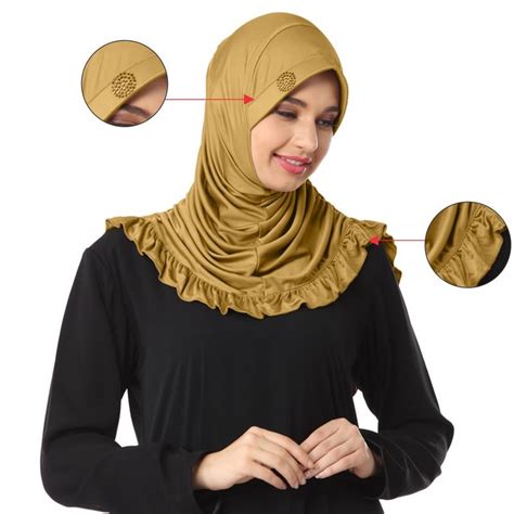 gold poly cotton ready  wear islamic hijab mehar hijab