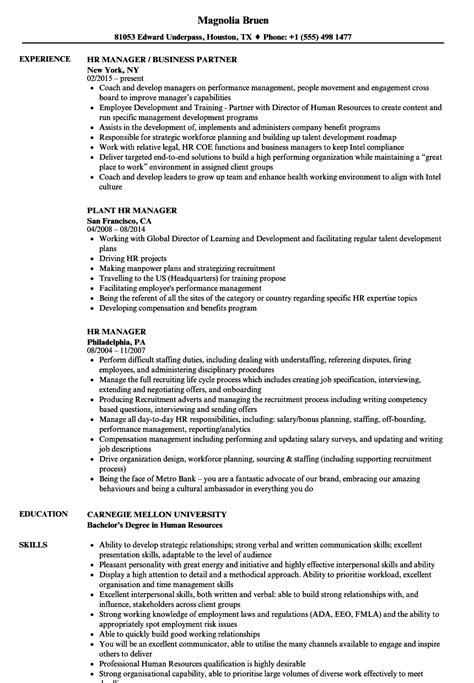 human resource manager sample resume resume template