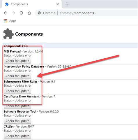 update chrome components google chrome manually