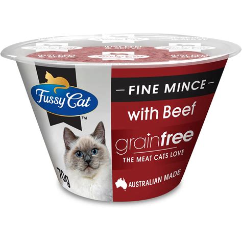 fussy cat grain  adult chilled fresh cat food fine mince  beef