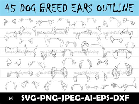 dog ears outline svg bundle  breeds dog ears svg  etsy uk
