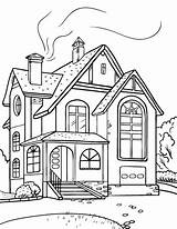 Coloring Pages House Colouring Coloringcafe Houses Printable Sheets Drawing Villages Book Printables Kids Adult sketch template