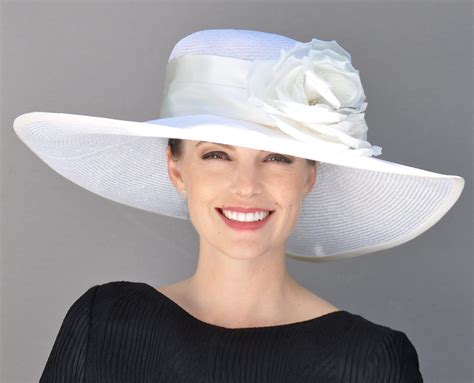 wedding hat kentucky derby hat ladies white hat wide brim etsy