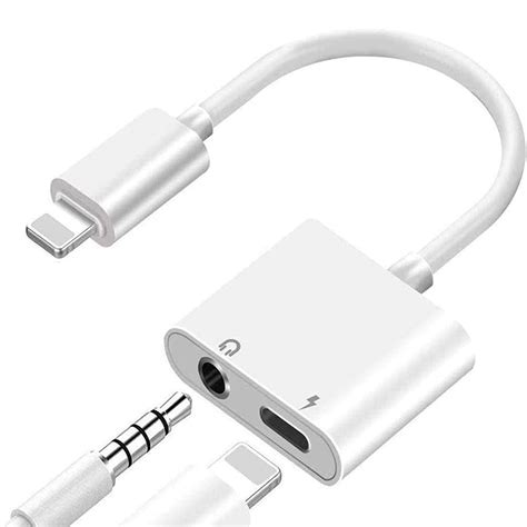 lightning   mm headphone adapter dual ports dongle charger jackaux audio  mm earphone