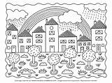 Ciel Ville Paysage Coloriages Cocolico Niños Malvorlagen Edificios Creations Colorier Maison Ciudades Gratuit Maisons Printemps Village Sant Marti Dorf Fleur sketch template