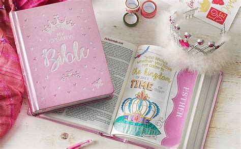 pink faux leather  creative bible  girls esv journaling bible