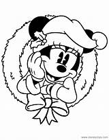 Christmas Coloring Minnie Pages Disney Disneyclips Classic Wreath sketch template