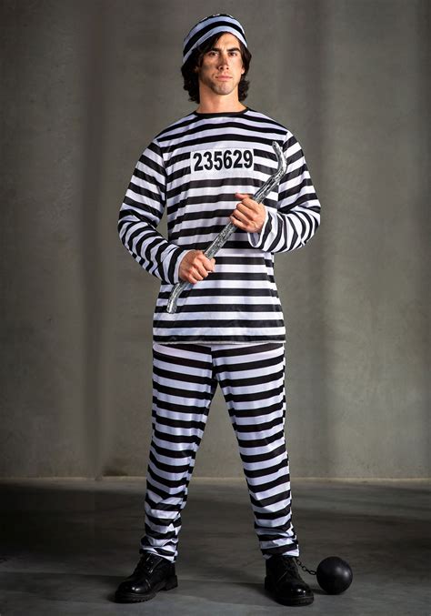 Mens Striped Prisoner Costume Cops And Robbers Costumes