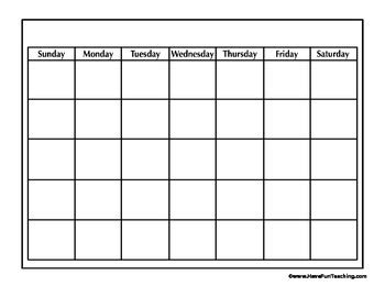 blank calendar worksheet   fun teaching teachers pay teachers