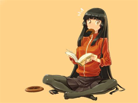 Black Hair Book Food Houraisan Kaguya Long Hair Pantyhose Shiba Itsuki