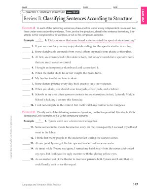 chapter  sentence structure answer key fill  printable