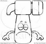Hammer Mascot Depressed Clipart Cartoon Outlined Coloring Vector Cory Thoman Royalty sketch template