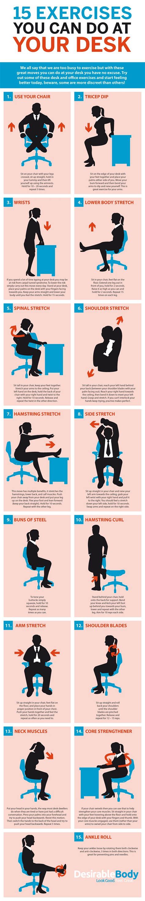 how to squeeze in more exercise no matter how long you re stuck at your desk fitness tips
