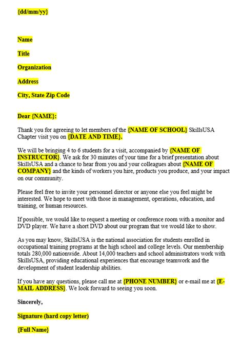 meeting appointment request letter format  sample letters