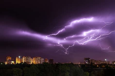 purple lightning  night  stock photo
