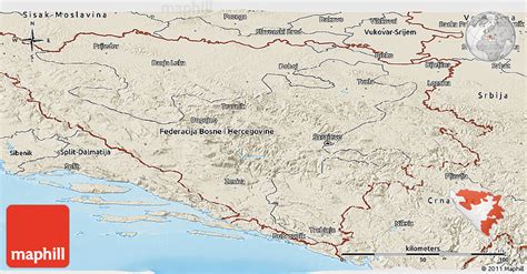 Shaded Relief Panoramic Map Of Republika Srpska