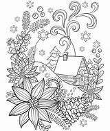 Kleurplaat Crayola Sneeuw Snow Blokhut Adultcoloring Bookdrawer sketch template