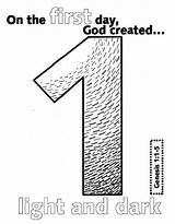 Creation Coloring Pages Days Bible Crafts Kids Numbers God Preschool First Genesis Rocks School Sunday Activities Created Printable Choose Board sketch template