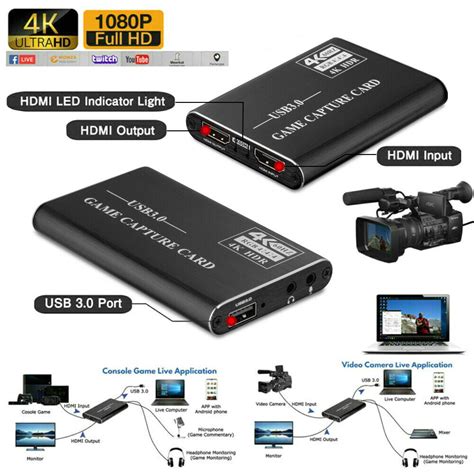 4k 1080p Hd Hdmi To Usb 3 0 Video Capture Card Game Live Stream For Ps4