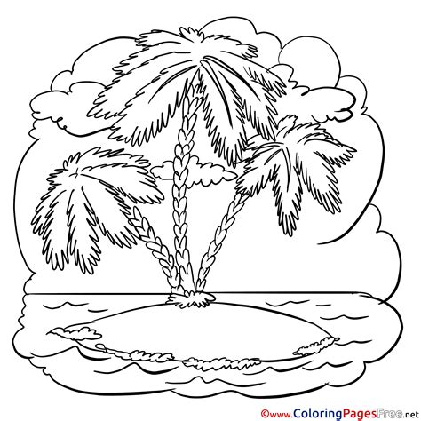 island palm tree page coloring pages