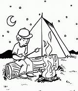 Camping Coloring Pages Campfire Camp Printable Fire Evening Preschool Sheet Kids Book Tent Place Boy Roasting Marshmallows Beautiful Sheets Colouring sketch template