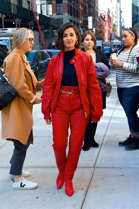 Naomi Scott In Red Dress Spotted Heading In And Out Of The