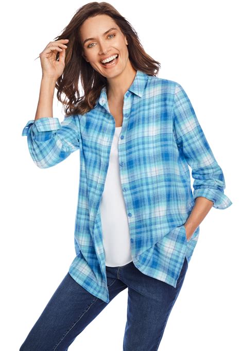 Classic Flannel Shirt Woman Within