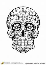 Coloriage Calavera Coloring Arabesque Skull Tattoo Sugar Skulls sketch template