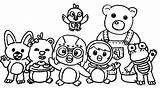 Pororo Coloring Friends Pages Color Morningkids sketch template