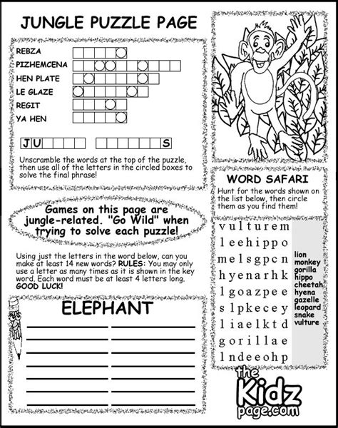 printable activity pages  kids
