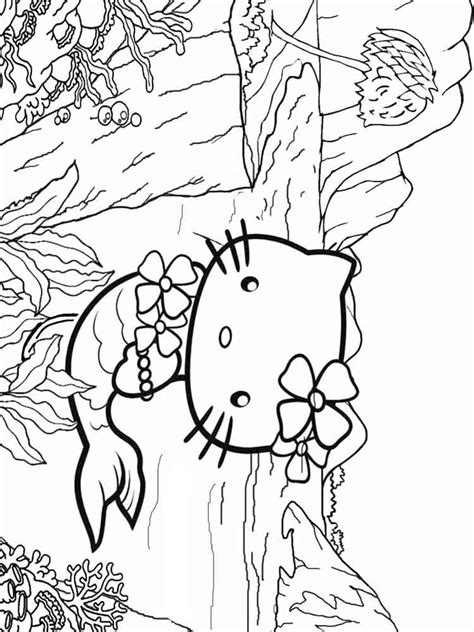 mermaid  kitty coloring pages