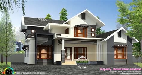 sloping roof mix  sq ft home kerala house design modern house design house remodeling plans