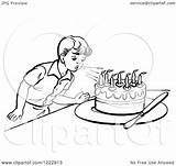 Candles Blowing Cake Birthday Boy Clipart Illustration Blow Retro Clip Candle Coloring Vector Royalty Picsburg Getcolorings Clipartof sketch template
