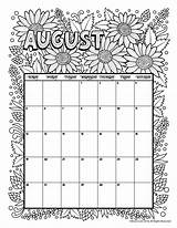Calendar Coloring August Printable Pages Kids 2021 Aug Print Calender July Monthly Printables Woojr Jr Activities Adult September June Woo sketch template