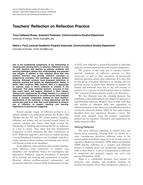 teachers reflection  reflection practice