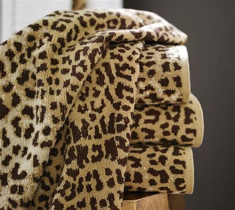 leopard jacquard  gram weight bath towels pottery barn