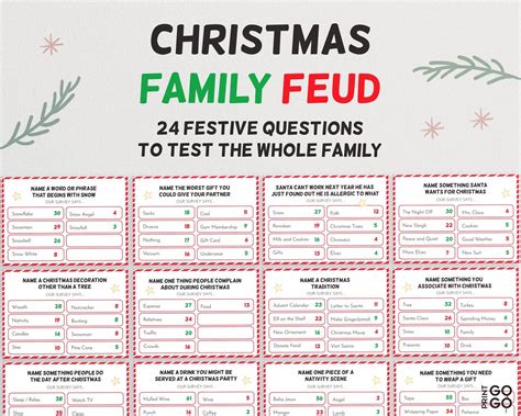 family feud christmas questions  answers printable