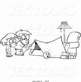Camping Tent Kids Outline Coloring Cartoon Clipart Living Room Setting Vector Leishman Ron Royalty Clipground sketch template