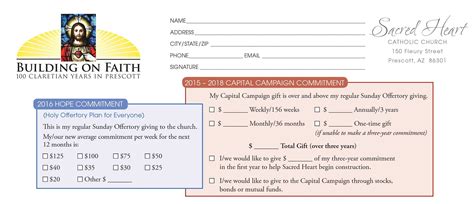 church capital campaign pledge card samples  regard  church